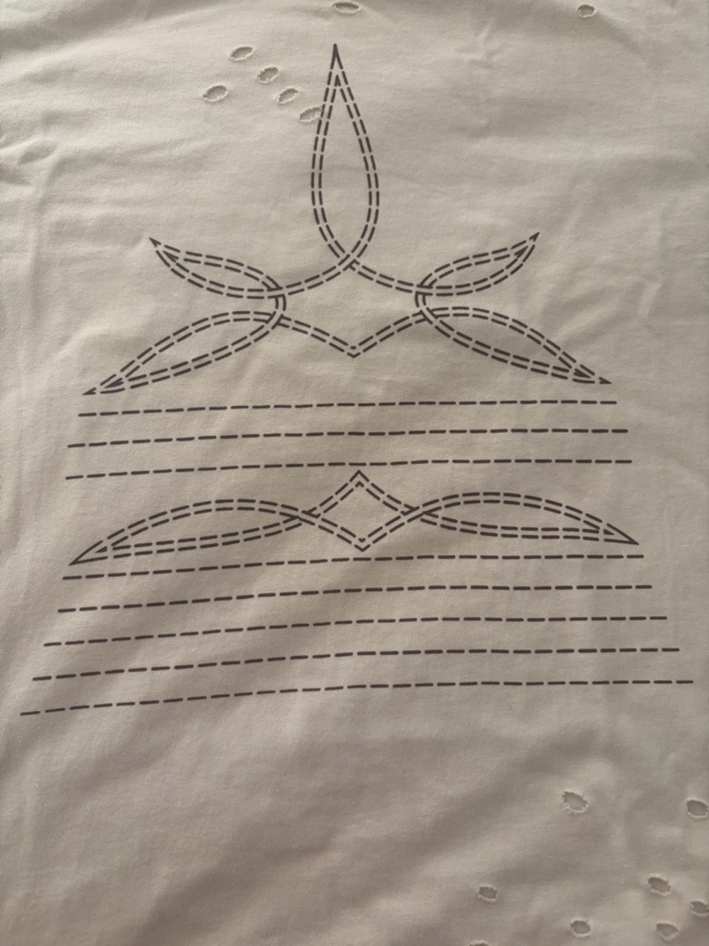 White Short Sleeve Tee with Navy Stitch-Style Graphic